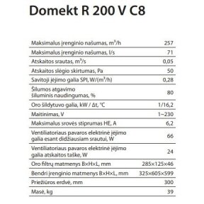 Komfovent Domekt R 200 V C8 T Rekuperatorius